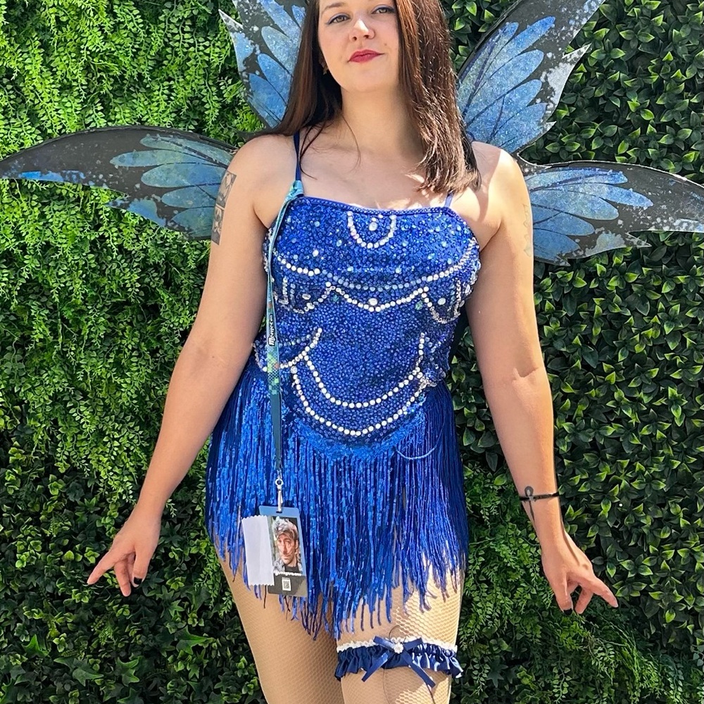 Blue Sequin Fringe bodysuit midnights inspired